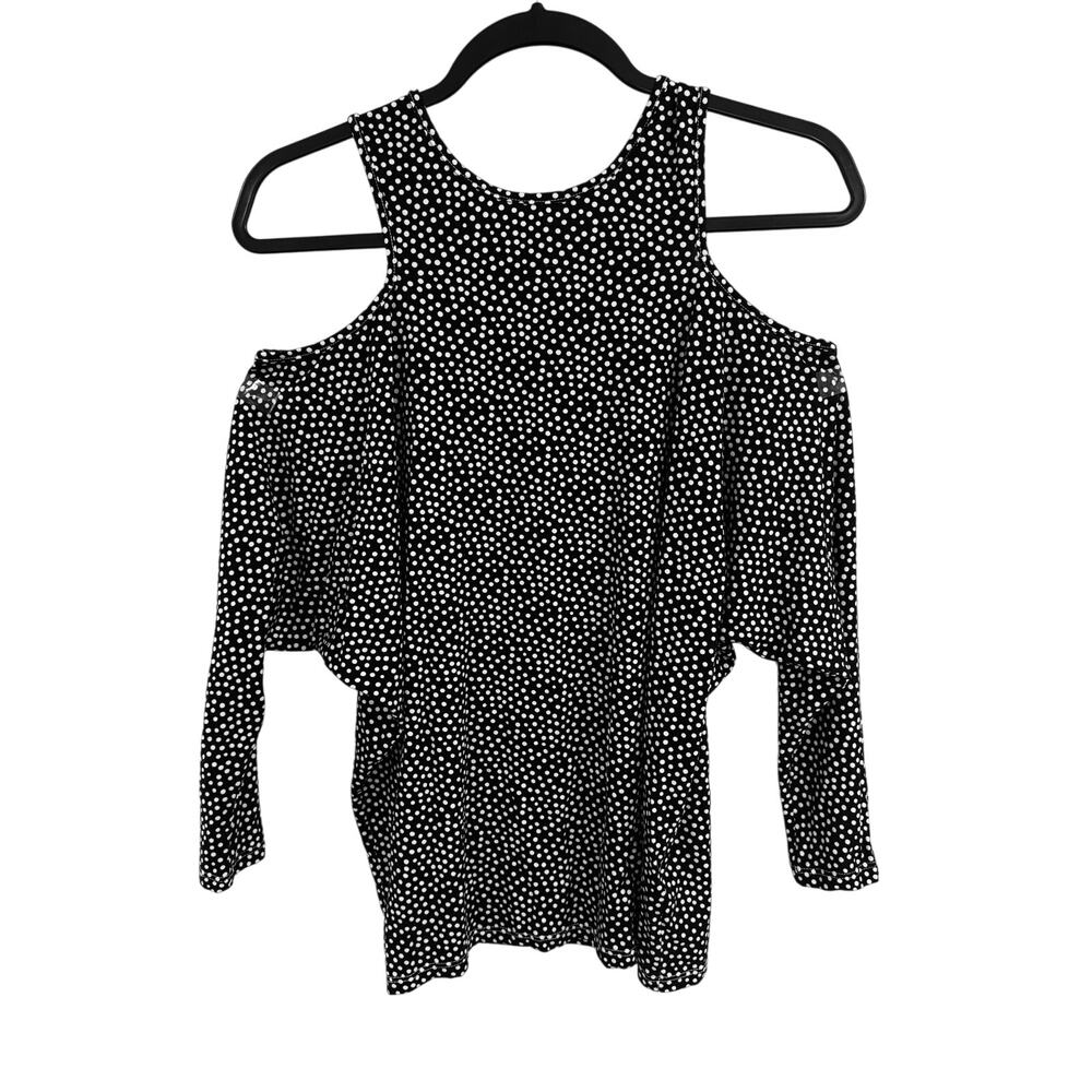 FIGHTING EEL Polka Dot Peek-a-Boo Shoulder Top S (1334)